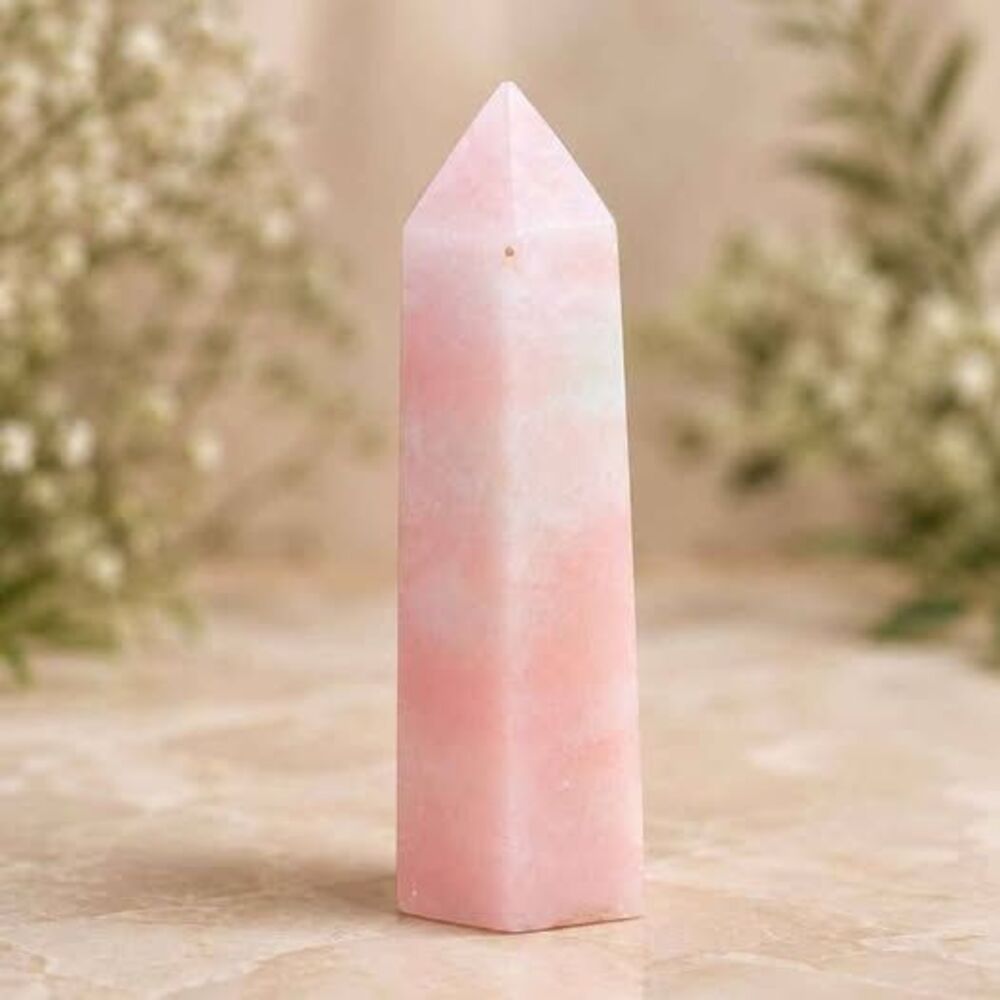 Polished Rose Quartz Crystal Tower